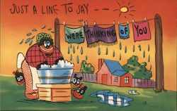 Just a Line To Say We're Thinking of You. (African American Folk Art - Mammy Caricature) Postcard