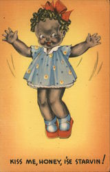 Kiss Me Honey, I'se Starvin! Black Americana Postcard Postcard Postcard