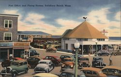 Post Office and Flying Horses Salisbury Beach, MA Postcard Postcard Postcard