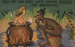 Well, Fry Mah Hide! Ah'm Having Chicken For Breakfast! Cannibal Pot Comic Postcard