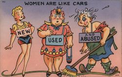 Women Are Like Cars New Used And Abused Comic, Funny Postcard Postcard Postcard