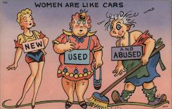Women Are Like Cars New Used And Abused Postcard
