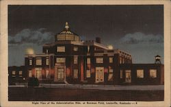 Night View of the Administration Building at Bowman Field Postcard