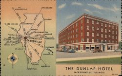 The Dunlap Hotel Jacksonville, IL Postcard Postcard Postcard