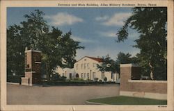 Entrance and Main Building, Allen Military Academy Bryan, TX Postcard Postcard Postcard