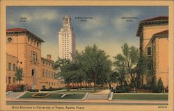 Main Entrance to University of Texas Austin, TX Postcard Postcard Postcard