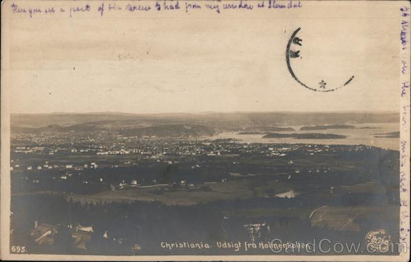 Christiania. Udsigt from Holmenkollen Oslo Norway