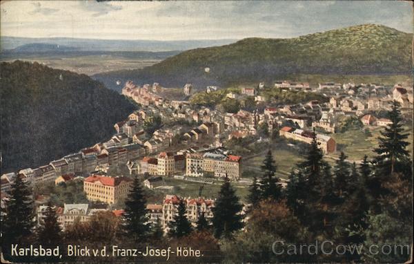 View from Franz-Josef-Höhe Lookout Tower Karlsbad Czechoslovakia