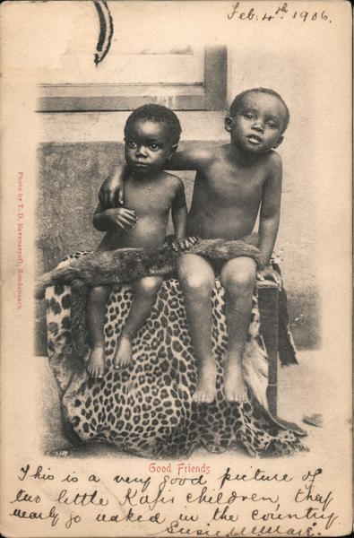 Good Friends - Two Little Boys on Leopard Skin South Africa