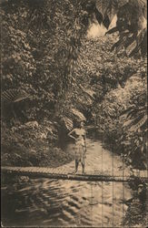 Gruss aus Samoa - Young Woman on Bridge Postcard