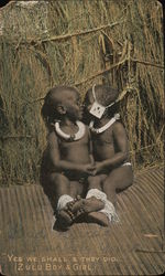 "Yes, we shall," and they did. (zulu Boy and Girl). Postcard
