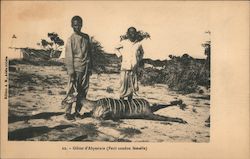Boy Poses with a Female Kudu, Game in Abyssinia Postcard