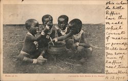 African Children Share a Pot of Porridge Postcard