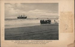 Mahogany Lumber Being Pushed to a Waiting Ship Postcard