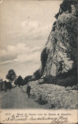 Huy - Route de Namur sous les Ruines de Beaufort. Belgium Postcard Postcard Postcard