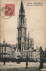 Grand Palace, View of the Cathedral Antwerp, Belgium Postcard Postcard Postcard