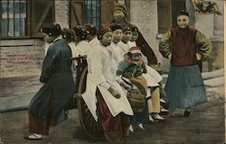 Chinese Girls Riding on a Wheelbarrow China Postcard Postcard Postcard
