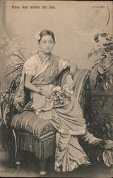 Seated Indian woman: "Rose bud within the tins" Postcard