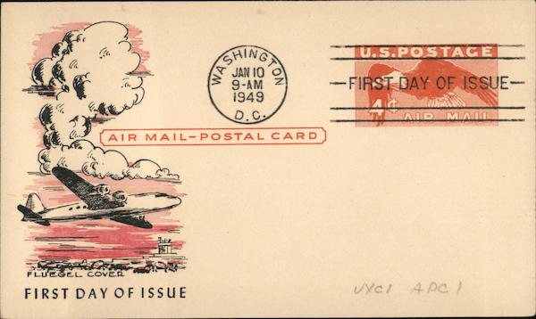 Air Mail-Postal Card, First Day of Issue Washington District of Columbia