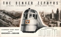 The Denver Zephyrs Trains, Railroad Postcard Postcard Postcard