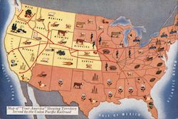 Union Pacific Railroad Map of America Card #12 Postcard