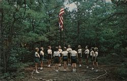 Salute to the Flag at Girl Scout Camp Edey Postcard