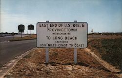 East End of U.S. Route 6 - 3517 Miles to Long Beach, California Postcard
