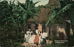 A Panama Household & Their Home Postcard