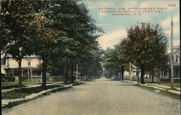 National Ave,. Macadamize Road Leading to National Cemetery New Bern North Carolina