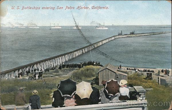 U.S. Battleships Entering San Pedro Harbor California