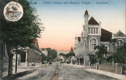 Public Library and Masonic Temple Postcard