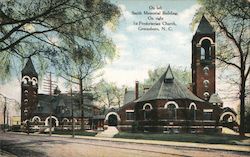 On Left: Smith Memorial Building, On Right: 1st Presbyterian Church Greensboro, NC Postcard Postcard Postcard