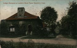 Lodge, Entrance to Laddin's Rock Farm Postcard