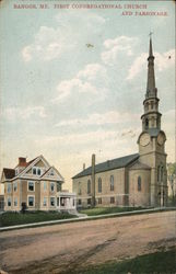 First Congregational Church and Parsonage Postcard