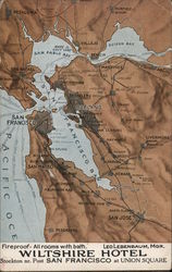 Wiltshire Hotel - Map of San Francisco Bay Area Postcard