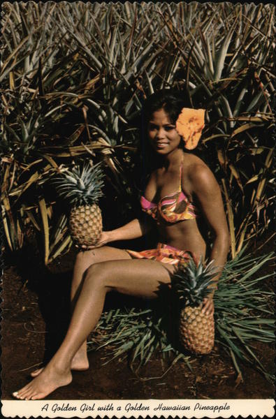A Golden Girl with a Golden Hawaiian Pineapple Honolulu