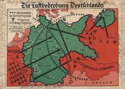 Map of Attack on Germany, WWII Postcard
