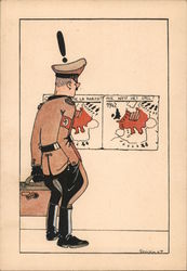 Nazi Officer Looking at Maps on Wall Postcard