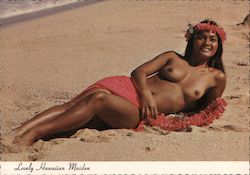 A Lovely Hawaiian Maiden on a Sunny Island Beach Postcard