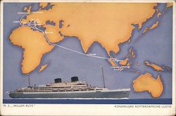 M.S. Willem Ruys - Koninklijke Rotterdamsche Lloyd Cruise Ships Postcard Postcard Postcard