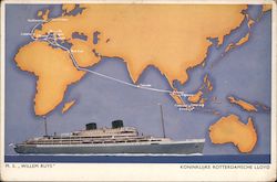 M.S. Willem Ruys - Koninklijke Rotterdamsche Lloyd Postcard