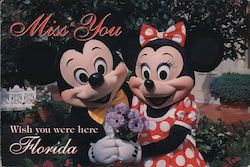 Mickey & Minnie Mouse - Wish You Were Here in Florida Postcard