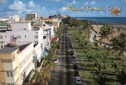 South Beach, Ocea Drive and Art Deco Hotels Miami, FL Postcard Postcard Postcard