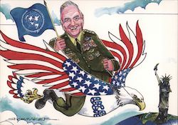 General Norman Schwarzkopf On Eagle By Shoemaker Postcard