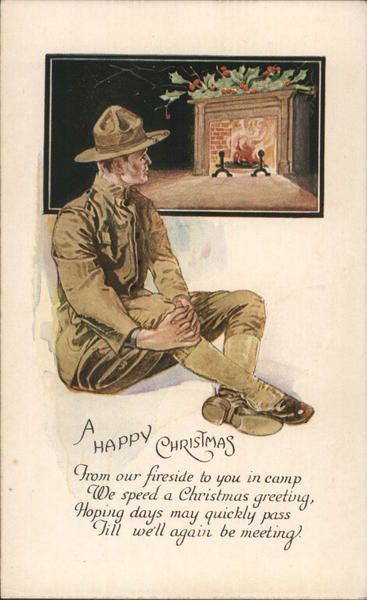 A Happy Christmas - soldier by fireside
