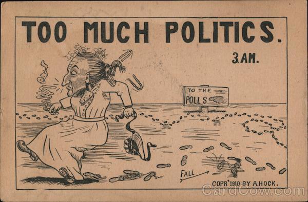 Too Much Politics. 3 AM. Woman Smoking To The Polls