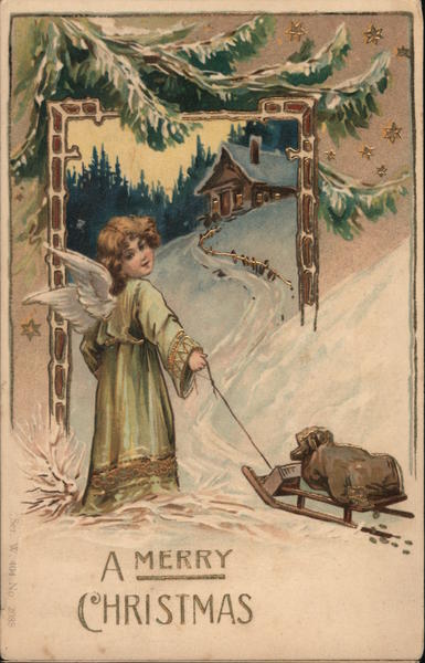 A Merry Christmas Angels Postcard