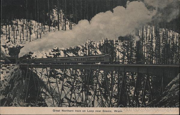 Great Northern train on Loop near Scenic, Wash. Railroad (Scenic)