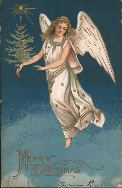 Christmas Tree Angel In Sky Merry Christmas Angels