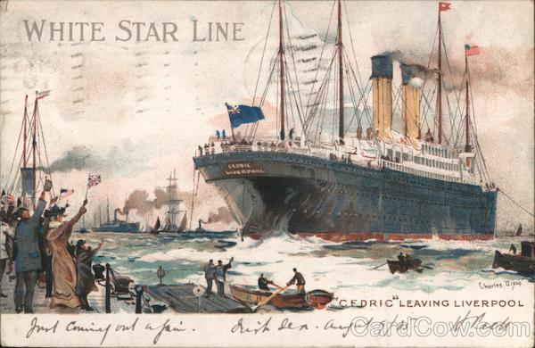Cedric Leaving Liverpool: White Star Line Steamers
